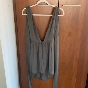 Deep Plunge Stone Green Dress